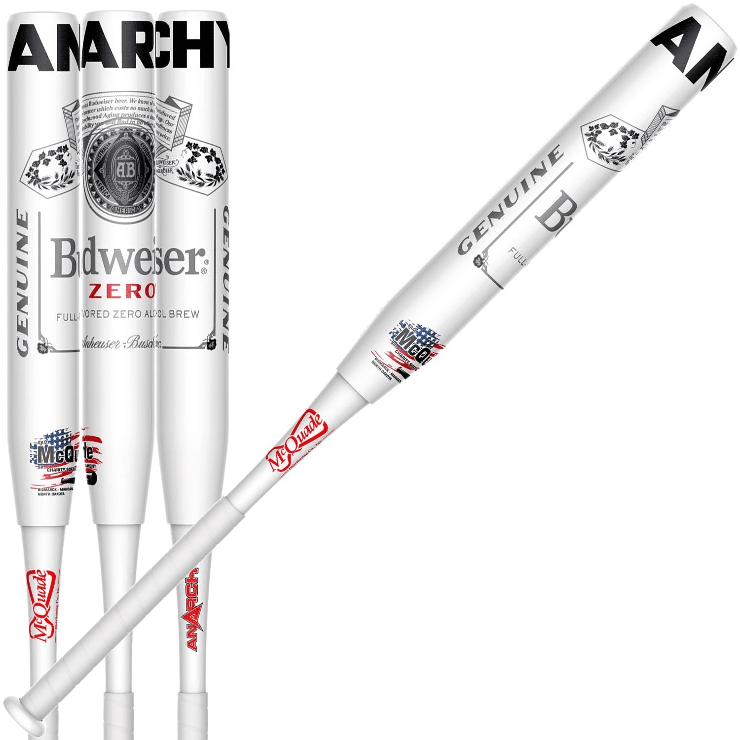 Smash It Sports 2022 Anarchy Budweiser Select β Collectors Edition β 2PC - 12"- 1oz End Load - USA/ASA Slowpitch Softball Bat A22ABDSW212-1 (White)